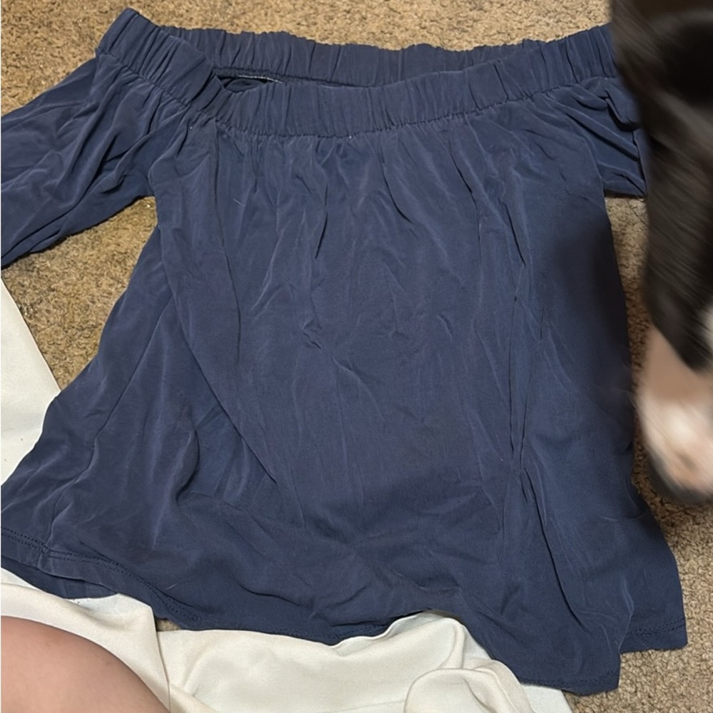 Chic Off-Shoulder Blue Blouse